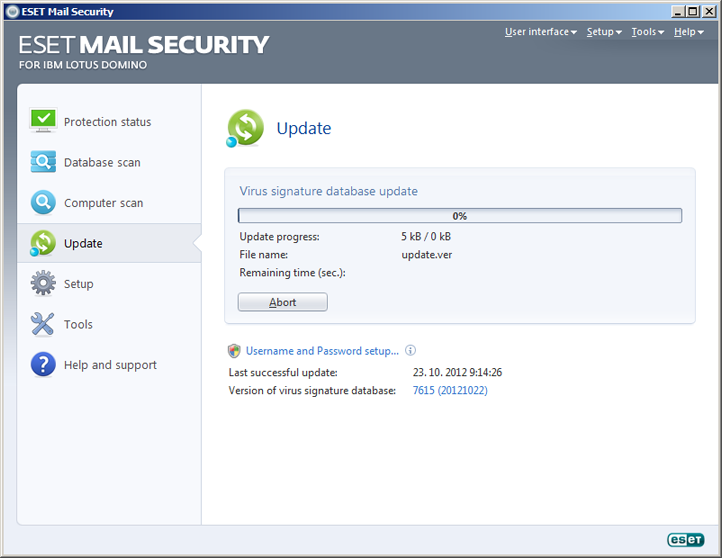 ESET Mail Security Domino Lotus Actualizare