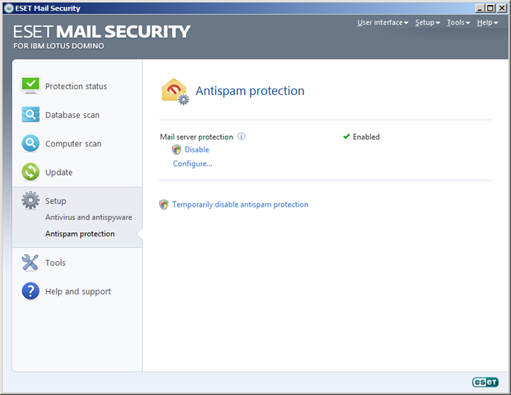 ESET Mail Security Domino Lotus Setări Smon