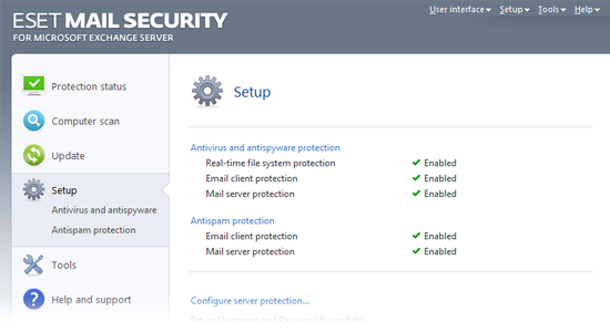 ESET Mail Security Exchange45 Configurare